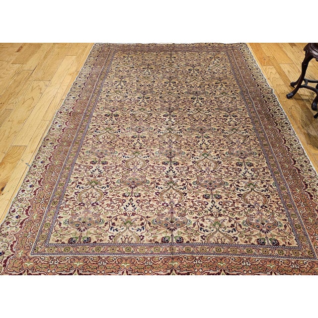 Vintage Turkish Hereke Room Size Rug, Handwoven Wool, Allover Pattern, 7' x 10' For Sale - Image 14 of 15
