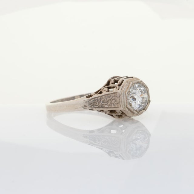 2020s Vintage Estate Diamond Ring 5mm Round Cut – Natural Diamond: Solid 14k Gold, Size 6.75 For Sale - Image 5 of 8