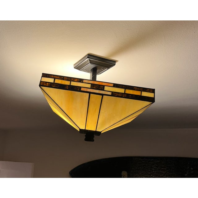 Vintage 1950s Stained Glass Light Fixture Chairish