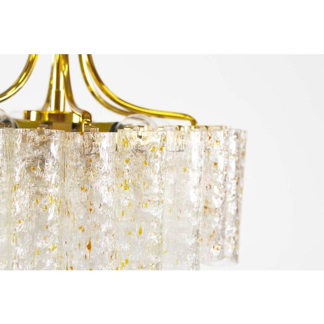 Large Brass and Goldflake Glass Chandelier attributed to Doria Leuchten, Germany, 1970s For Sale - Image 9 of 11