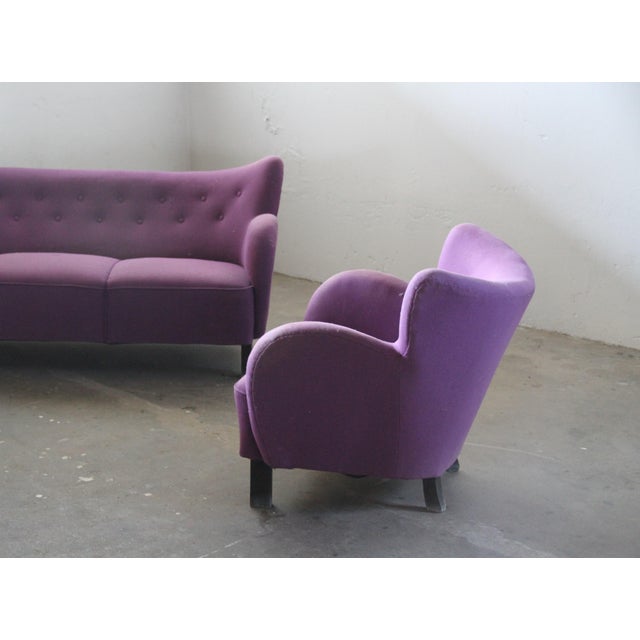 Wood Danish Club Sofa by Fritz Hansen & Flemming Lassen, 1930s For Sale - Image 7 of 10