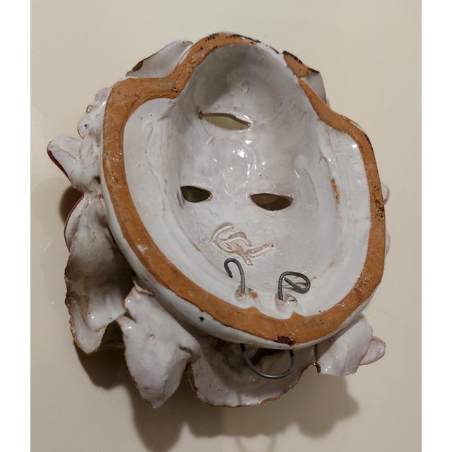 Italian Majolica Ceramic Mask, 1960 For Sale - Image 6 of 16