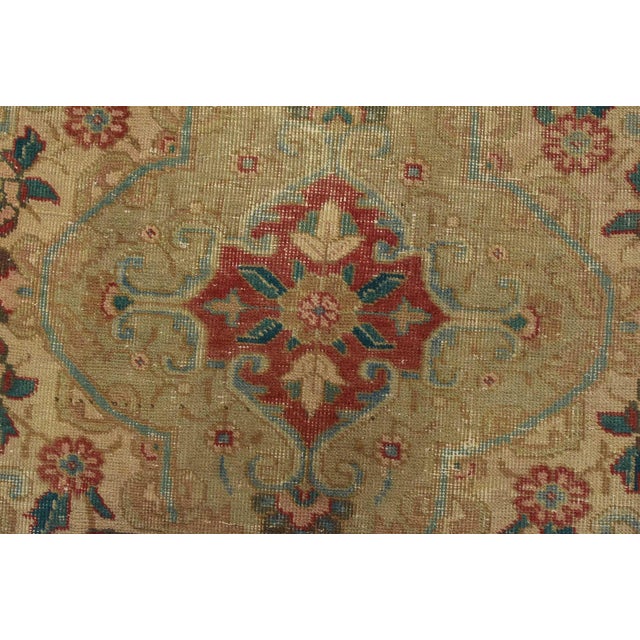 Pink Tabriz Rug 9’5” X 11’9” Pink Wool Vintage Distressed Hand-Knotted Carpet For Sale - Image 8 of 15