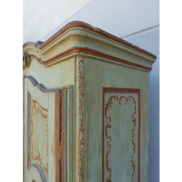 Light Yellow Antique Two-Door Lacquered Wardrobe For Sale - Image 8 of 11