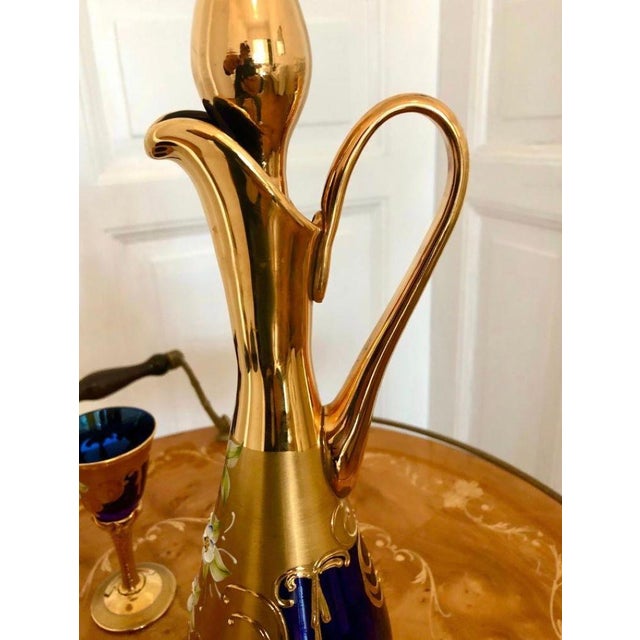 Glass Venetian Murano Tre-Fuochi Sparkling Wine Set, 1950s, Set of 6 For Sale - Image 7 of 10