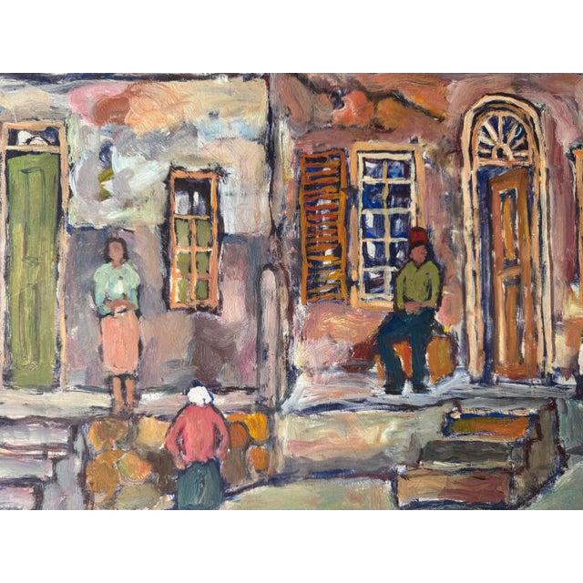 1970s Kenneth Baker (South African, 1931–1995) Town Street Scene Oil on Board Painting, Framed For Sale - Image 5 of 11