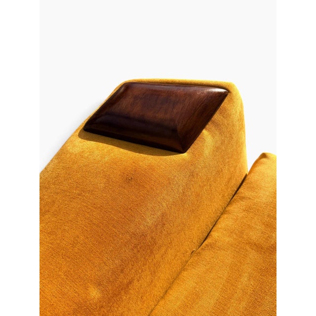 Adrian Pearsall High-Back Lounge Chair | Sculpted Walnut Base & Arm Caps | New Golden Yellow Upholstery | C. 1960s For Sale - Image 13 of 15