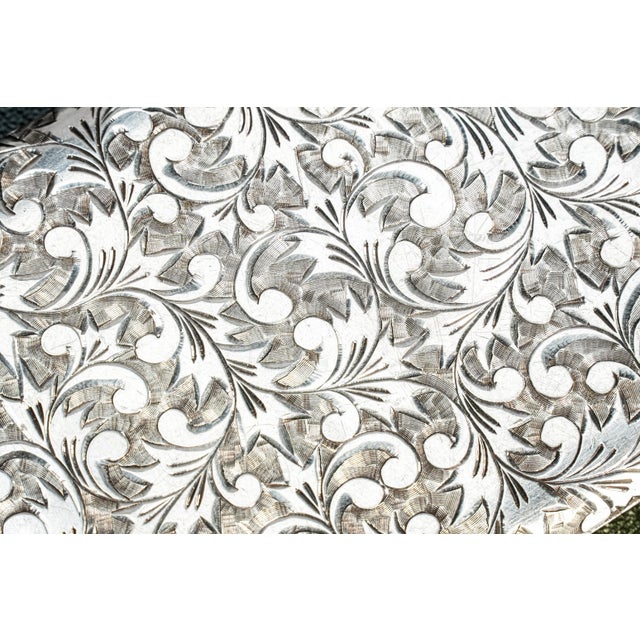 Amazing Ornate Antique Foliate Pattern Sterling Silver Card Cigarette Case For Sale - Image 4 of 13