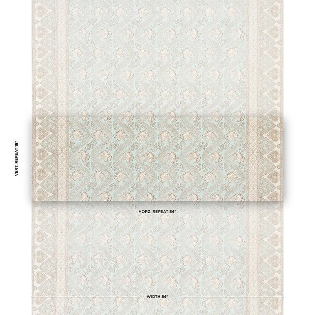 Tombay's delicate vine stripe and intricate borders were inspired by a vintage document fabric. This wonderful medium-...