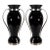 Italian Black Glass and Stainless Steel Vases - A Pair For Sale