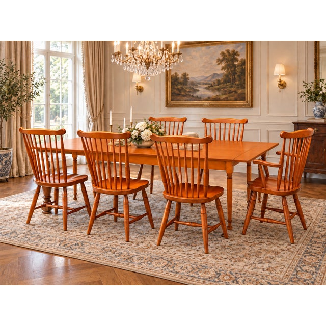 Authentic Stickley Solid Wood 6 Spindle-Back Windsor Chairs For Sale - Image 14 of 14