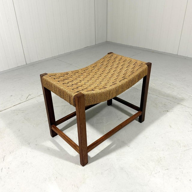 Plaited Cord Seat Stool, 1950s For Sale - Image 9 of 10