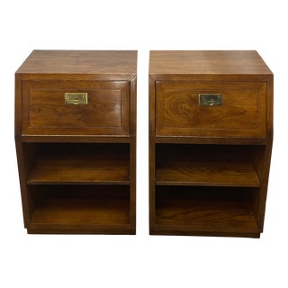 Vintage Henredon Scene One Collection Campaign Style Storage Nightstands - Pair For Sale