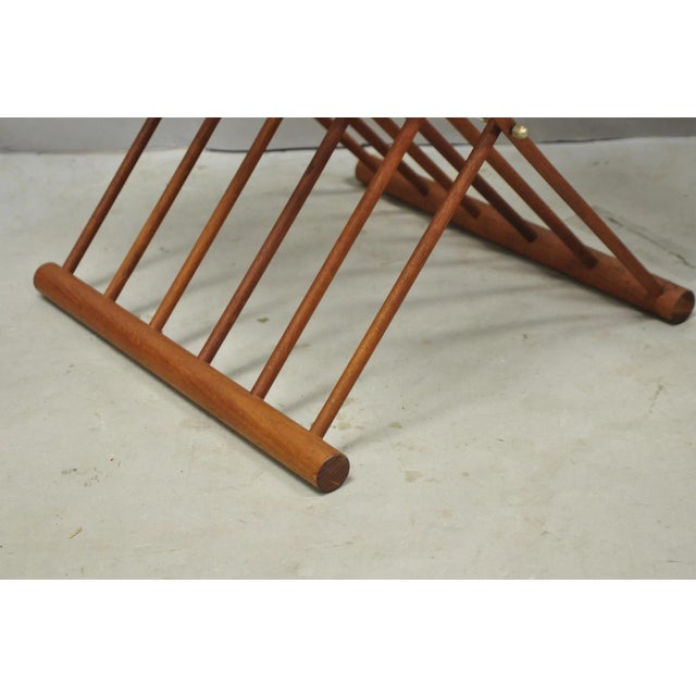 Brown Mid Century Danish Modern Mandalay Teak Folding Campaign Style Side Tables Pair For Sale - Image 8 of 18