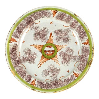 Antique English Bristol Delftware Star Plate, Circa 1740-50. For Sale