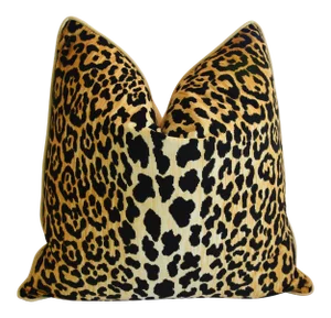 Custom Leopard Spot Safari Velvet Feather/Down Pillow 26" Square