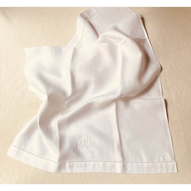 Antique Monogrammed Linen Hand Towels, Embroidered Monogram, Hemstitched, Set of 3 | C. 1930s | Nantucket Estate For Sale - Image 9 of 15