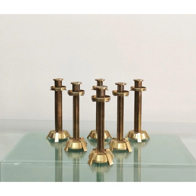 1970s Vintage Italian Brass Candleholders, 1970s, Set of 4 For Sale - Image 5 of 11