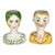 Pair Italian Horchow Faience Ceramic Busts Vintage Mid Century For Sale