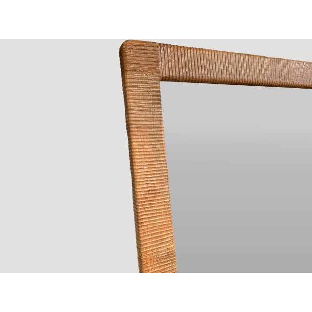 Mid-Century Modern Andrianna Shamaris Minimalist Hand Carved Teak Wood Mirror For Sale - Image 3 of 5
