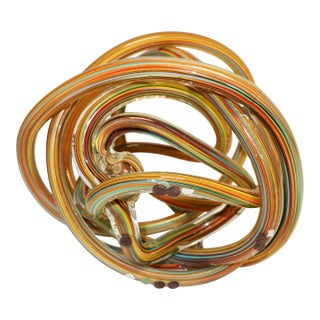 Multicolored Murano Style Ribbon Blown Glass Love Knot For Sale