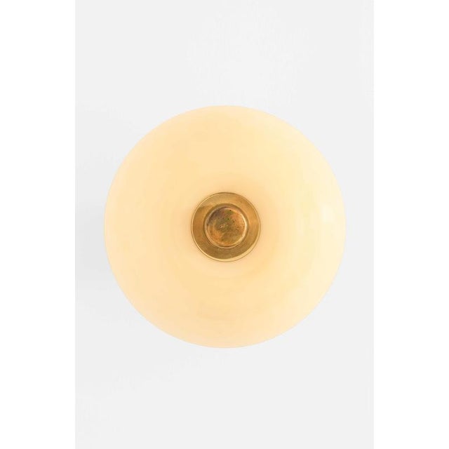 Modern Scandinavian Ceiling Lamp in Brass and Opaline Glass by Paavo Tynell, 1950s For Sale - Image 3 of 11