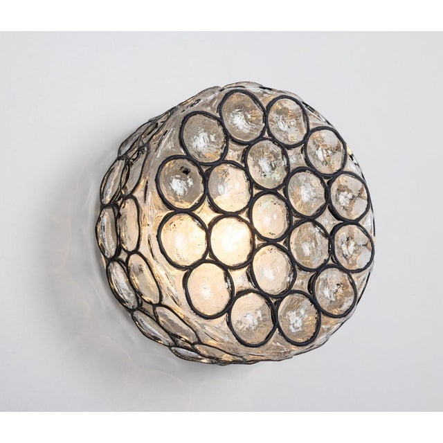 Iron and Glass Wall or Ceiling Light attributed to Limburg, Germany, 1960s For Sale - Image 9 of 14