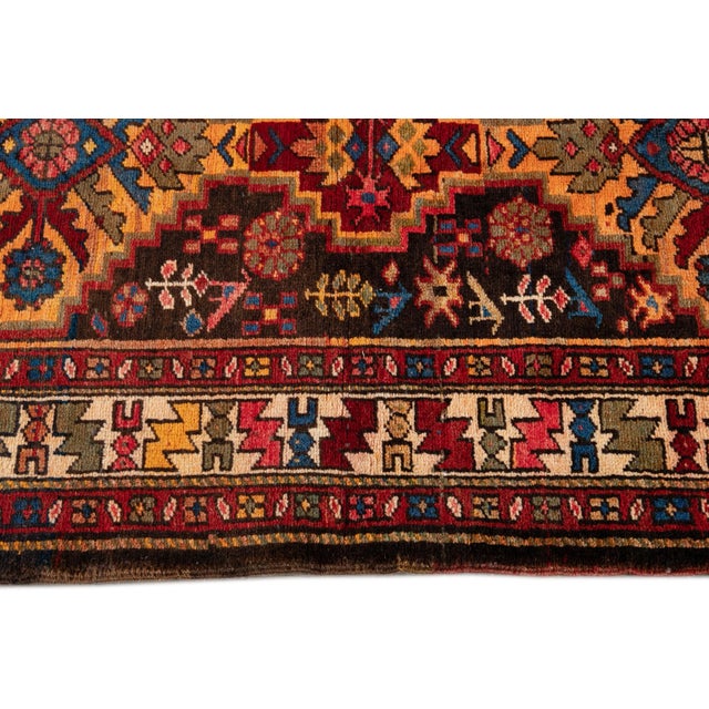 Brown Colorful Vintage Malayer Handmade Wool Runner For Sale - Image 8 of 10