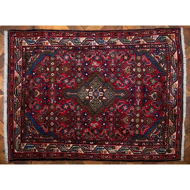 Black Vintage Hand-Knotted Hamadan Rug For Sale - Image 8 of 9
