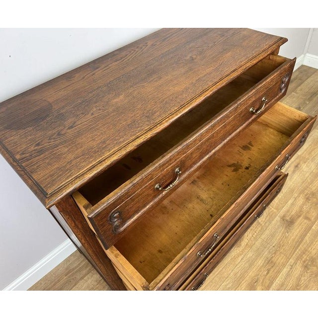 Vintage French Louis Oak Chest of 4 Drawers For Sale - Image 12 of 14