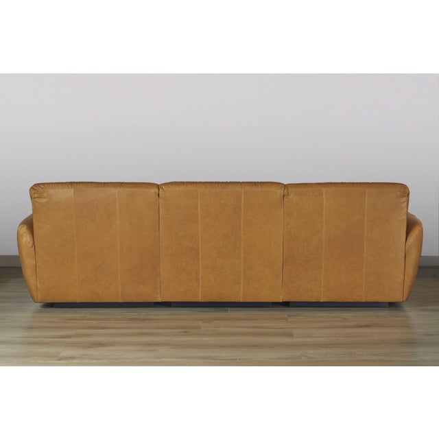 Mid-Century Modern Drapey Vintage Inspired Leather Sofa For Sale - Image 3 of 6