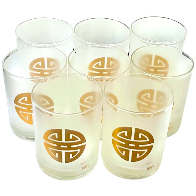 A glamorous set of eight vintage cocktail glasses from Gump’s of San Francisco, the legendary luxury retailer known for...