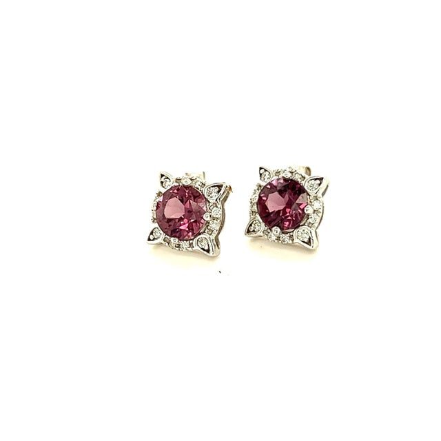 Natural Spinel Diamond Earrings 14k Y Gold 2.04 TCW Certified For Sale - Image 4 of 8