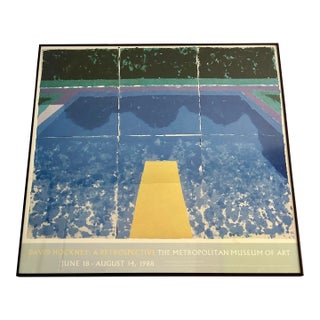 David Hockney Pool Print Museum Exhibition Poster Framed - Day Pool With Three Blues For Sale