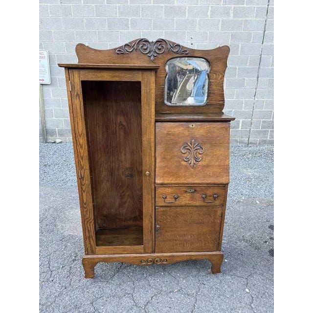 Victorian Antique Larkin Style Tiger Oak Side-by-Side Secretary Desk For Sale - Image 3 of 18