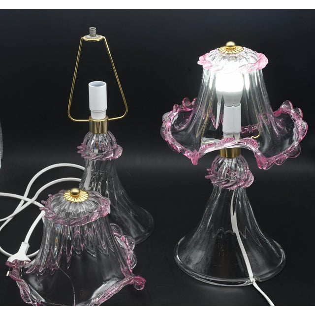 Pink 1970s Pink Table Lamps in Murano Glass - Set of 2 For Sale - Image 8 of 15