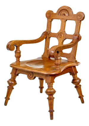 Antique Arts and Crafts Armchair in Carved Oak, 1890