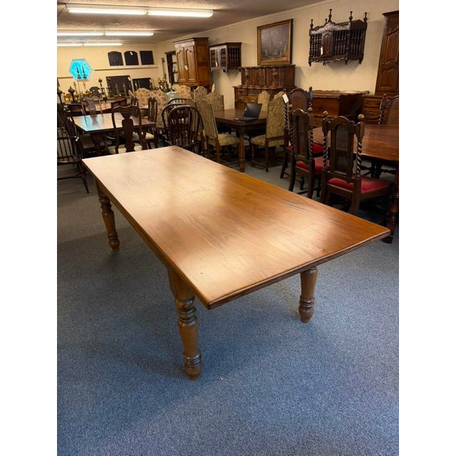 Custom English Pine Rustic Farmhouse Dining Table With Two Drawers, Circa 1980 For Sale - Image 4 of 8
