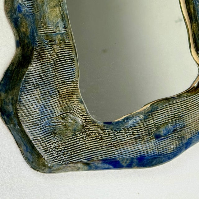 Juliette Derel Large Ceramic Mirror in Blue, 1960's France - Signed ...
