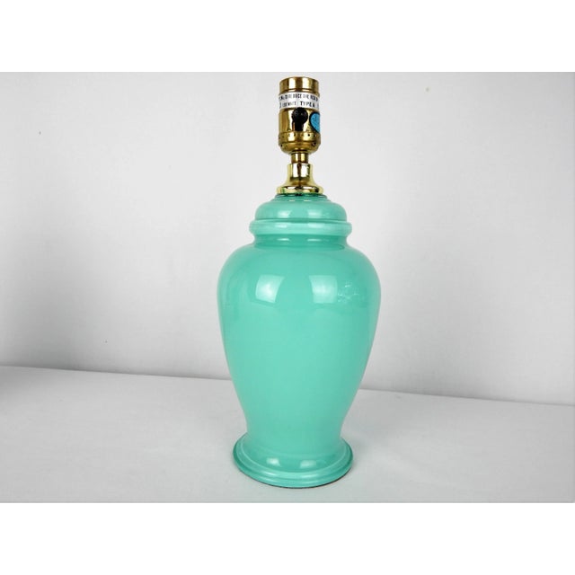 Aqua Blue Glass Boudoir Lamps, Pair For Sale - Image 9 of 11