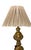 Pair of vintage Stiffel solid brass urn-style lamps in classic Hollywood Regency style. Featuring pleated fabric shades,...