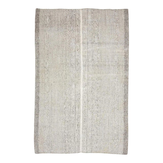 Vintage Gray Large Modern Turkish Kilim Rug For Sale