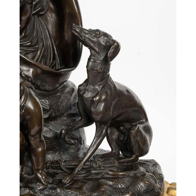 Large Clock with Diana the Huntress and Putto, 19th Century For Sale - Image 4 of 12
