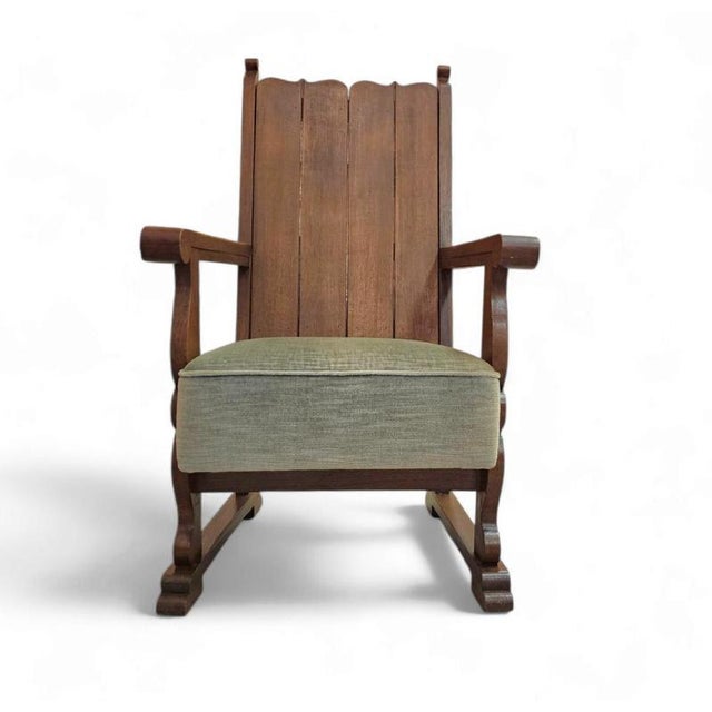 Brown Vintage Armchair in Oak, 1930s For Sale - Image 8 of 18