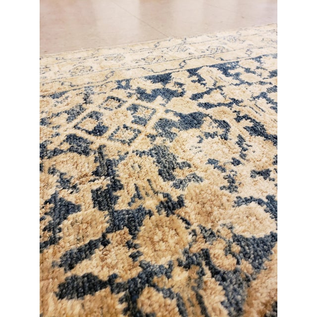 Early 20th Century Antique Persian Malayer Handmade Oriental Navy, Light Blue & Cream Runner Rug For Sale - Image 5 of 12