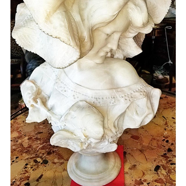Italian Alabaster Marble Bust Figurine For Sale - Image 4 of 8