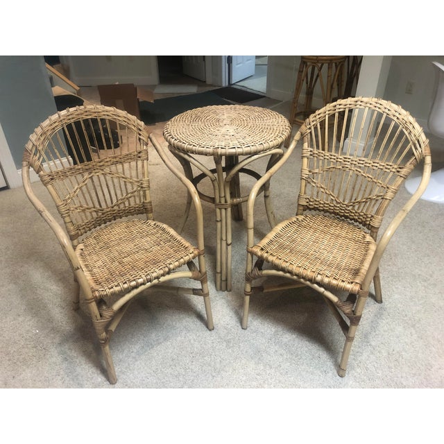 Mid Century Bamboo Rattan Bistro Table & Chairs, 3 Pieces Chairish