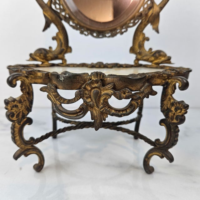 19th-Century Rococo Revival Vanity Mirror with Gilt Bronze Frame and Onyx Top For Sale - Image 10 of 11