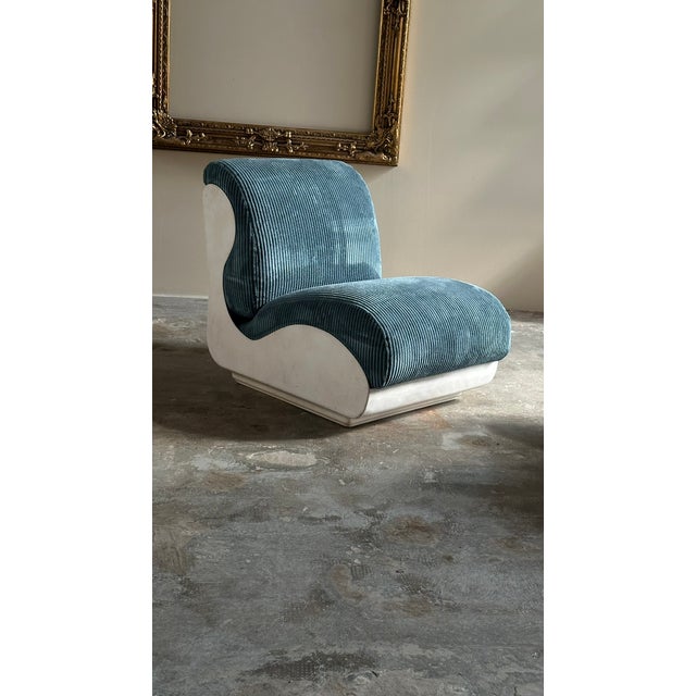 Mid-Century Modern Set of Lounge Chairs with Fiberglass and Fabric For Sale - Image 3 of 7
