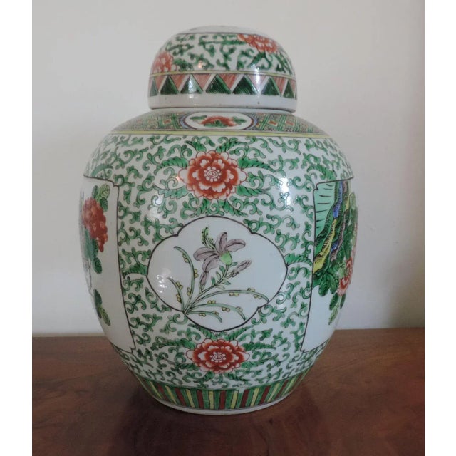 Large 19th Century Chinese Famille Vert Porcelain Vase Jar For Sale - Image 4 of 11